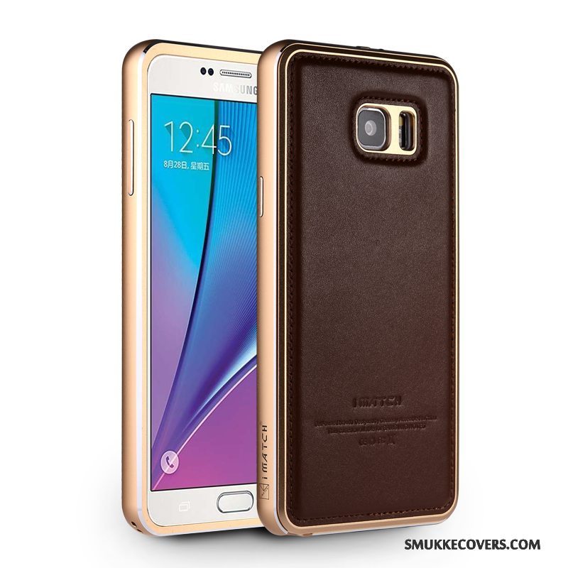 Etui Samsung Galaxy Note 5 Læder Anti-fald Telefon, Cover Samsung Galaxy Note 5 Metal