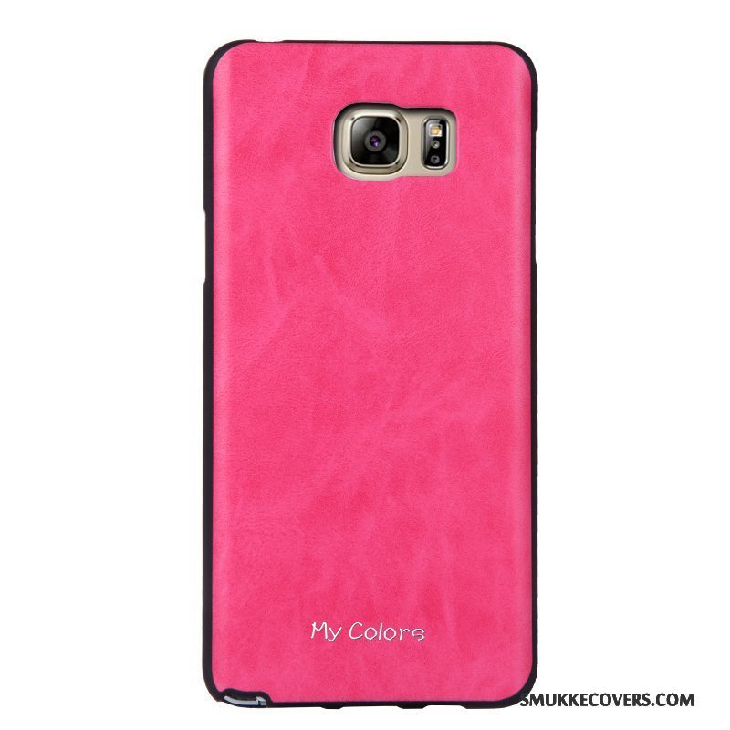 Etui Samsung Galaxy Note 5 Læder Business Telefon, Cover Samsung Galaxy Note 5 Blød Rød