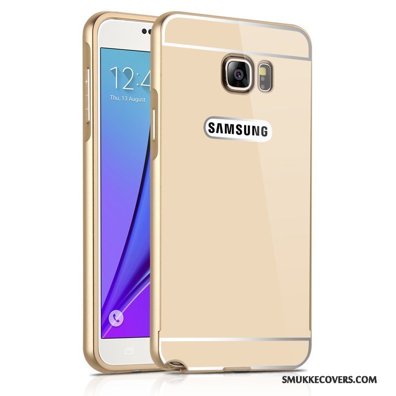 Etui Samsung Galaxy Note 5 Metal Spejl Anti-fald, Cover Samsung Galaxy Note 5 Beskyttelse Guld Ramme