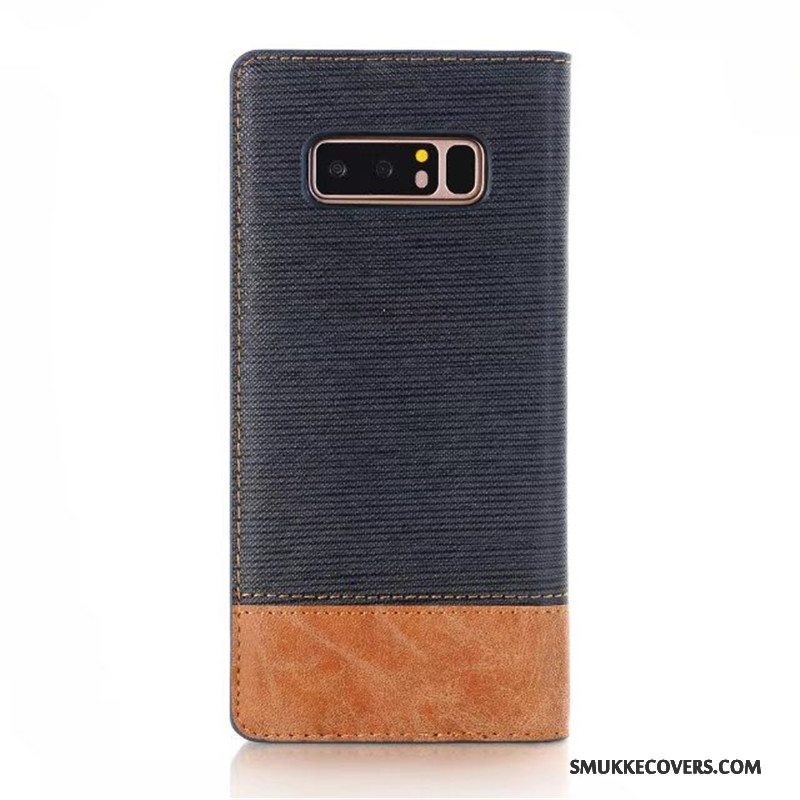 Etui Samsung Galaxy Note 8 Læder Automatisk Bicolored, Cover Samsung Galaxy Note 8 Beskyttelse Mørkeblå