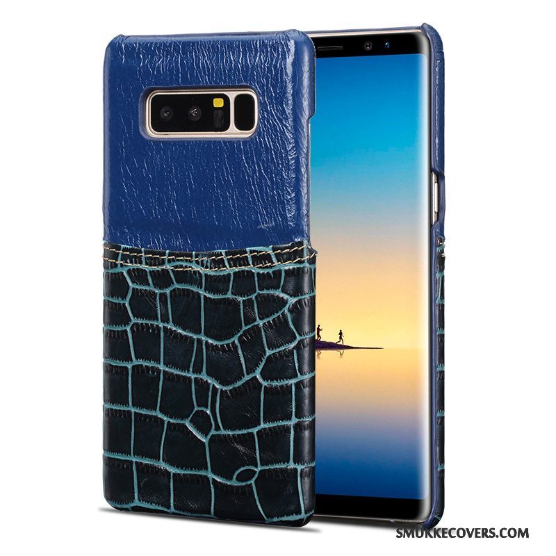 Etui Samsung Galaxy Note 8 Læder Mørkeblå Anti-fald, Cover Samsung Galaxy Note 8 Tasker Telefon