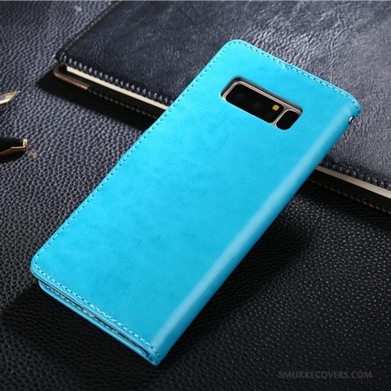 Etui Samsung Galaxy Note 8 Læder Telefonblå, Cover Samsung Galaxy Note 8 Beskyttelse