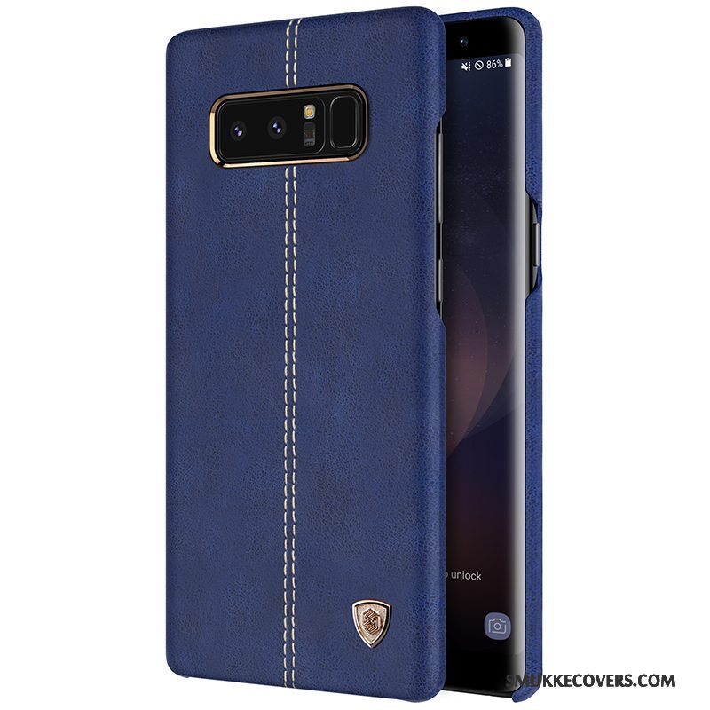 Etui Samsung Galaxy Note 8 Læder Telefonblå, Cover Samsung Galaxy Note 8 Beskyttelse Anti-fald Guld