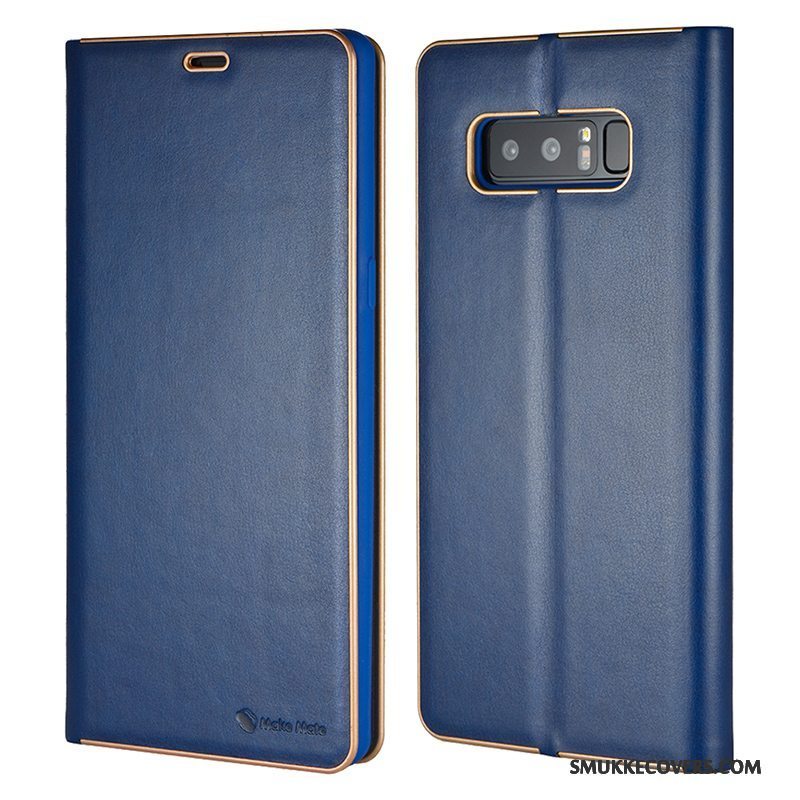 Etui Samsung Galaxy Note 8 Læder Telefonmørkeblå, Cover Samsung Galaxy Note 8 Beskyttelse Super