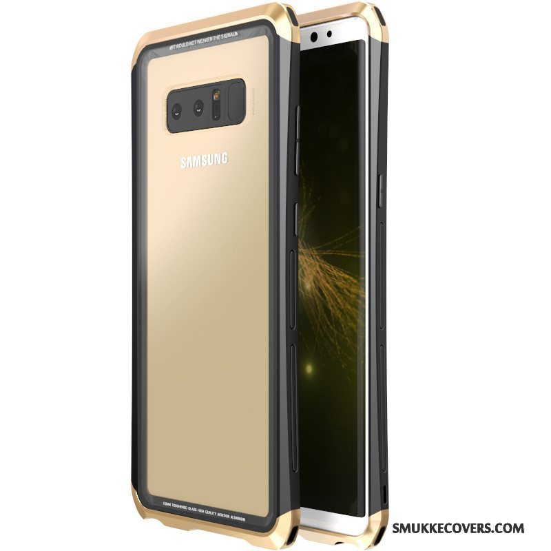 Etui Samsung Galaxy Note 8 Metal Telefonhård, Cover Samsung Galaxy Note 8 Beskyttelse Gennemsigtig Hærdet Glas