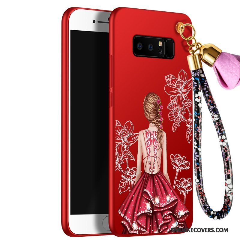 Etui Samsung Galaxy Note 8 Silikone Rød Telefon, Cover Samsung Galaxy Note 8 Beskyttelse Stor Nubuck