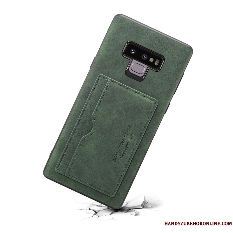 Etui Samsung Galaxy Note 9 Vintage Grøn Telefon, Cover Samsung Galaxy Note 9 Support Kort