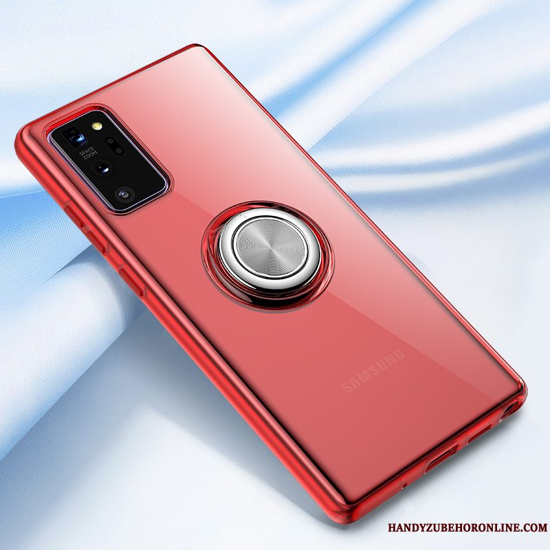Etui Samsung Galaxy Note20 Silikone Telefongennemsigtig, Cover Samsung Galaxy Note20 Tasker Ring Rød