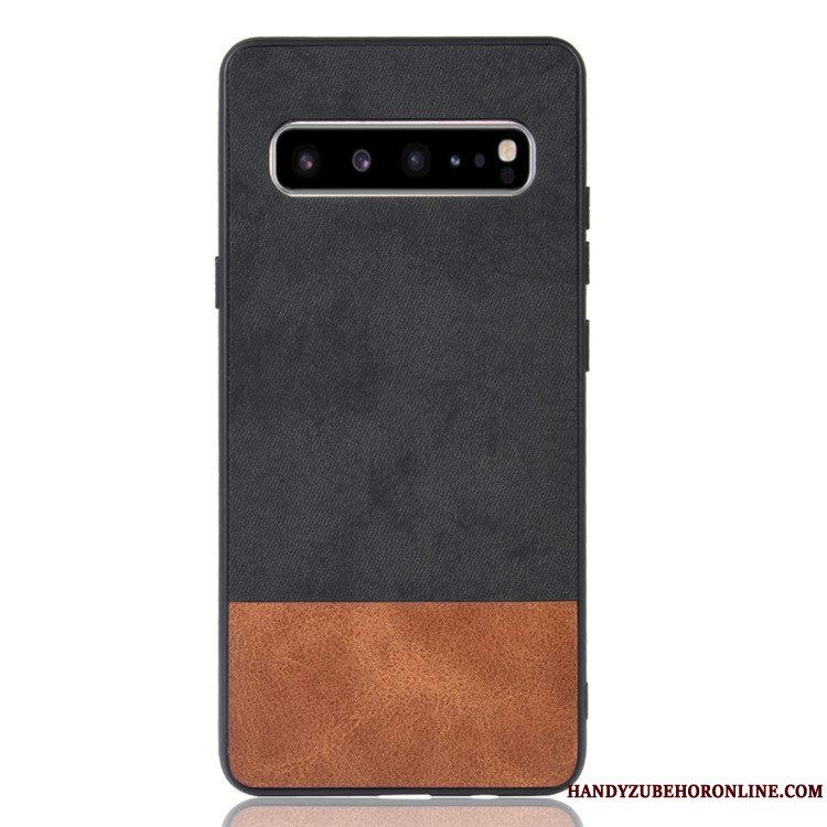 Etui Samsung Galaxy S10 5g Læder Denim Sort, Cover Samsung Galaxy S10 5g Beskyttelse Blandede Farver Telefon