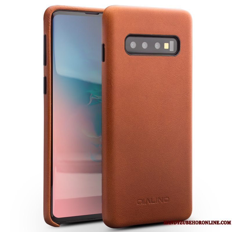 Etui Samsung Galaxy S10 Beskyttelse Lille Sektion Cow, Cover Samsung Galaxy S10 Læder Bagdæksel Simple