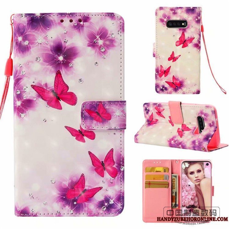 Etui Samsung Galaxy S10+ Beskyttelse Lyserød, Cover Samsung Galaxy S10+ Tegnebog