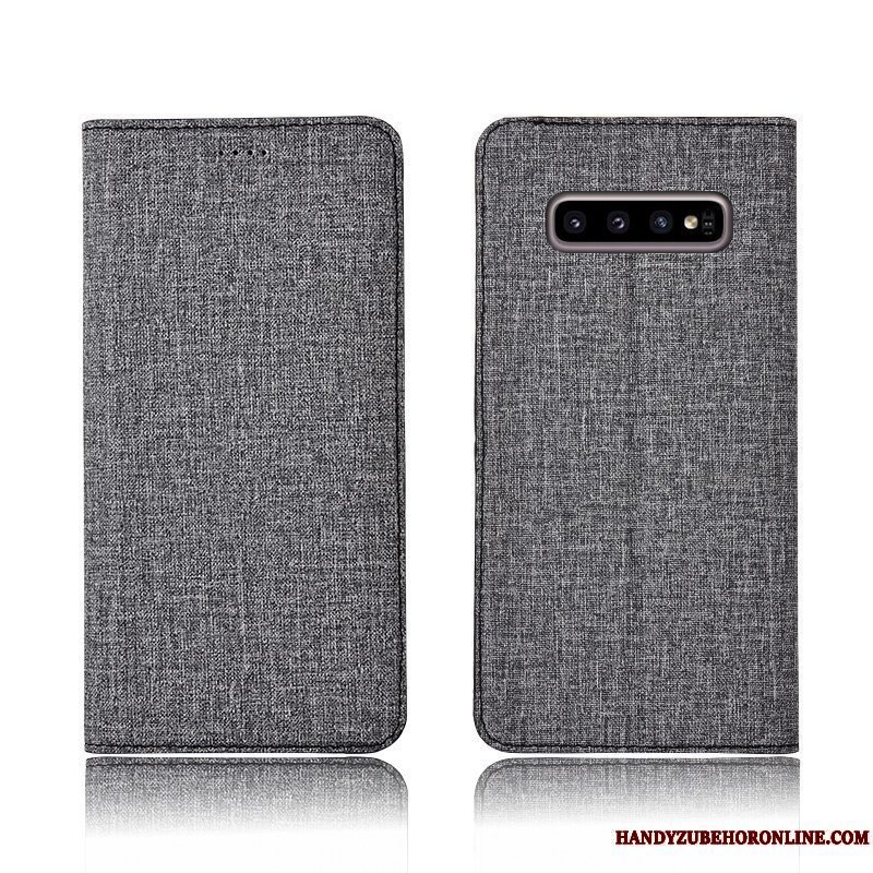 Etui Samsung Galaxy S10 Blød Bomuld Og Linned Grå, Cover Samsung Galaxy S10 Tasker Telefonny