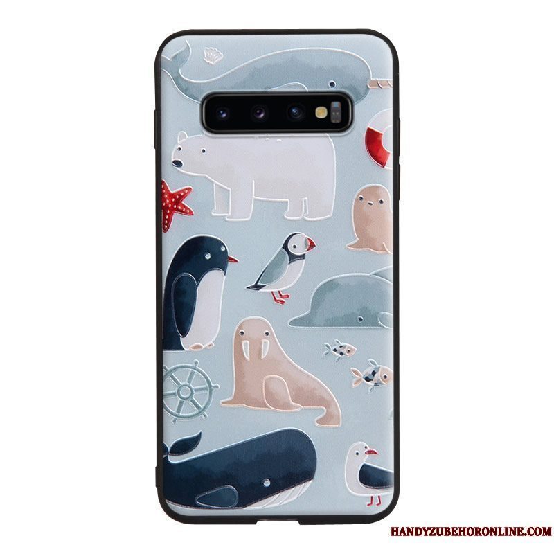 Etui Samsung Galaxy S10 Blød Smuk Telefon, Cover Samsung Galaxy S10 Cartoon Grøn Hængende Ornamenter