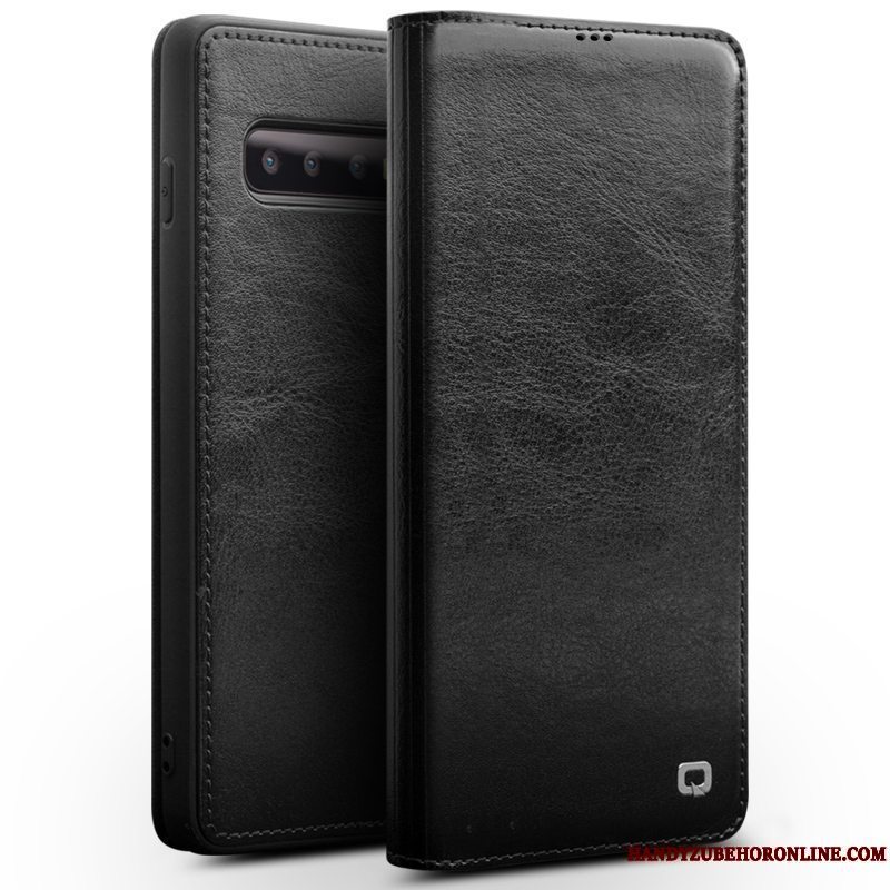 Etui Samsung Galaxy S10 Folio Business Kort, Cover Samsung Galaxy S10 Læder Sort High End