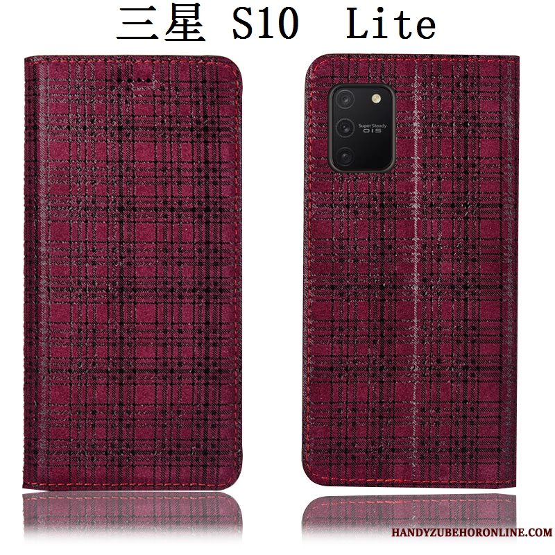 Etui Samsung Galaxy S10 Lite Beskyttelse Telefonvinrød, Cover Samsung Galaxy S10 Lite Læder Fløjl