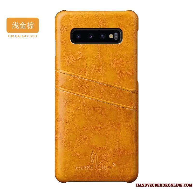 Etui Samsung Galaxy S10+ Læder Anti-fald Ny, Cover Samsung Galaxy S10+ Kreativ Gul Simple