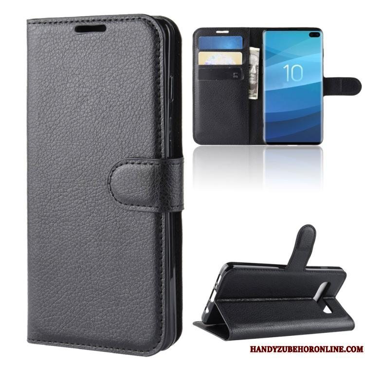 Etui Samsung Galaxy S10+ Læder Business Sort, Cover Samsung Galaxy S10+ Tegnebog Kort Telefon