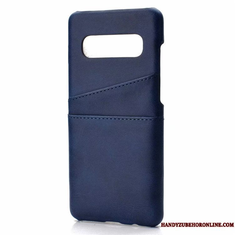 Etui Samsung Galaxy S10 Læder Cow Telefon, Cover Samsung Galaxy S10 Beskyttelse Blå Mønster