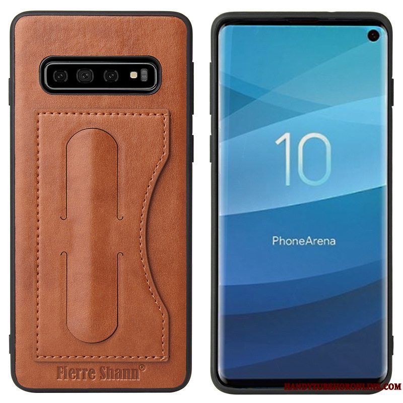 Etui Samsung Galaxy S10 Læder Dyb Farve Telefon, Cover Samsung Galaxy S10 Usynlig