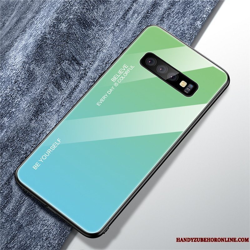 Etui Samsung Galaxy S10+ Silikone Af Personlighed Nubuck, Cover Samsung Galaxy S10+ Blød Gradient Farve Grøn