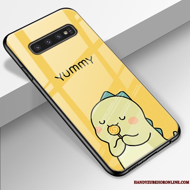 Etui Samsung Galaxy S10+ Silikone Gul Lille Sektion, Cover Samsung Galaxy S10+ Beskyttelse Glas Telefon