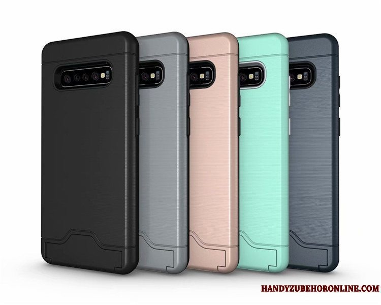 Etui Samsung Galaxy S10 Support Telefonkort, Cover Samsung Galaxy S10 Beskyttelse Silke Anti-fald