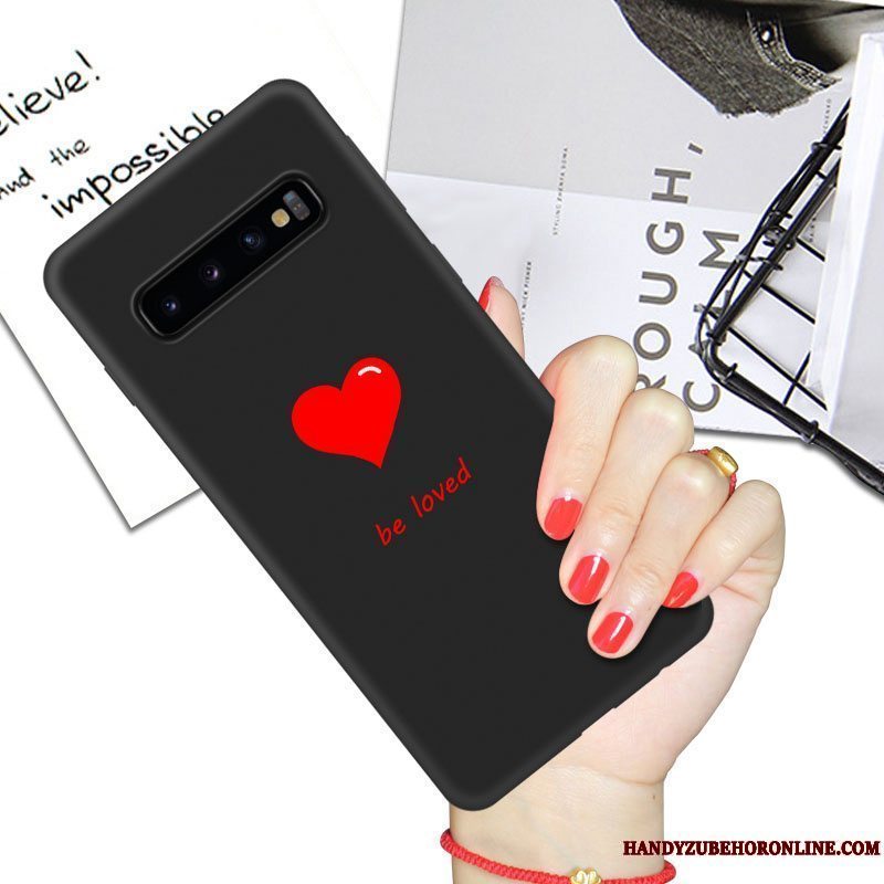 Etui Samsung Galaxy S10+ Tasker Sort Elskeren, Cover Samsung Galaxy S10+ Blød Net Red Anti-fald