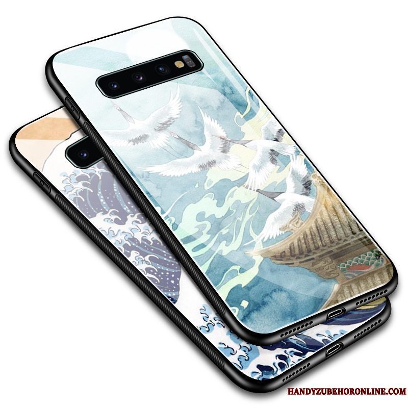 Etui Samsung Galaxy S10+ Tasker Telefonblå, Cover Samsung Galaxy S10+ Silikone Glas Af Personlighed