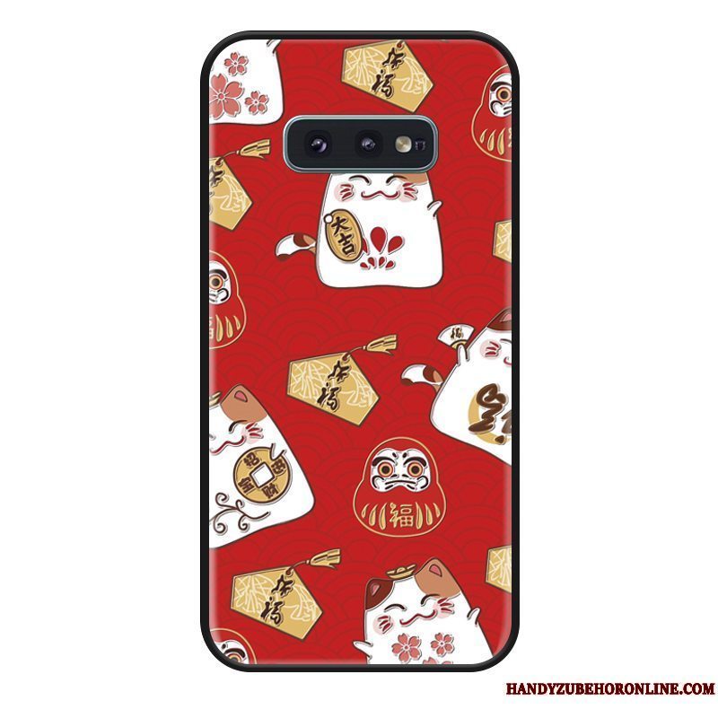 Etui Samsung Galaxy S10e Cartoon Rød Joyous, Cover Samsung Galaxy S10e Beskyttelse Kat Anti-fald