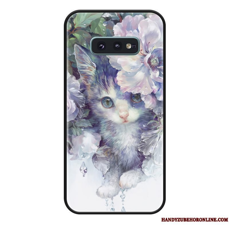 Etui Samsung Galaxy S10e Cartoon Vind Blomster, Cover Samsung Galaxy S10e Vintage Frisk Hvid