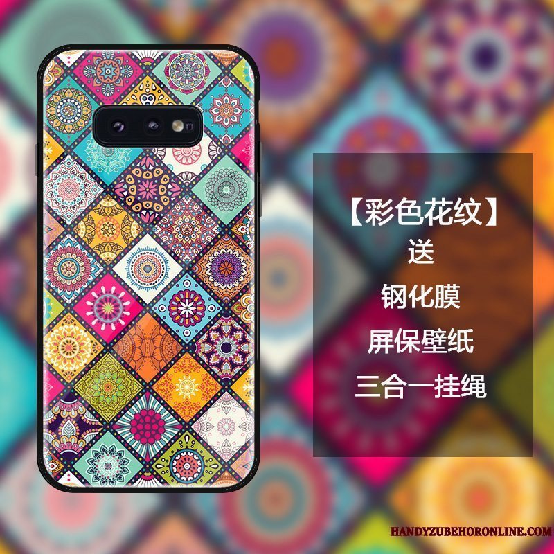 Etui Samsung Galaxy S10e Tasker Kinesisk Stil Telefon, Cover Samsung Galaxy S10e Kreativ Net Red Blå