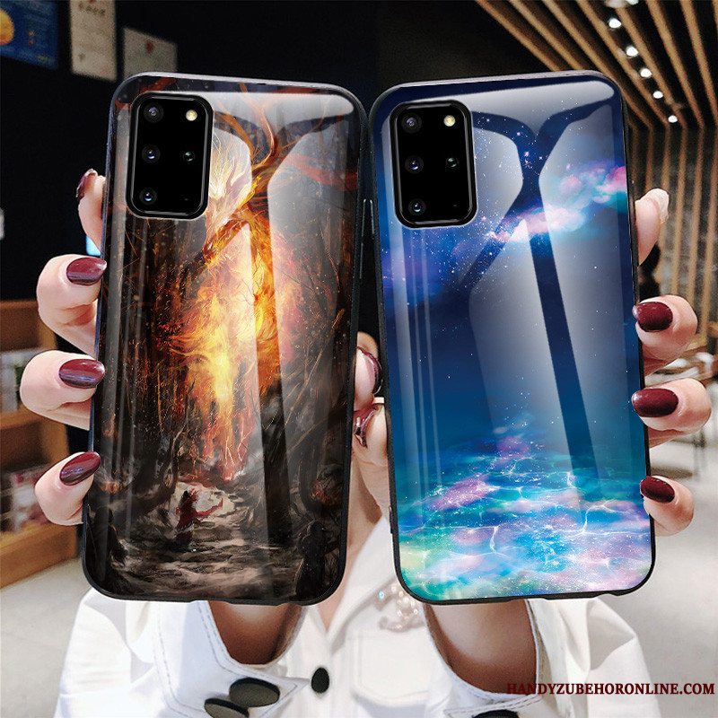 Etui Samsung Galaxy S20+ Beskyttelse Hjorte Trend, Cover Samsung Galaxy S20+ Blå Glas