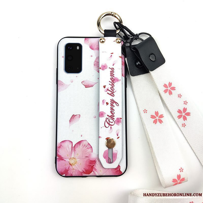 Etui Samsung Galaxy S20 Blød Lyserød Blomster, Cover Samsung Galaxy S20 Beskyttelse Hængende Ornamenter Frisk