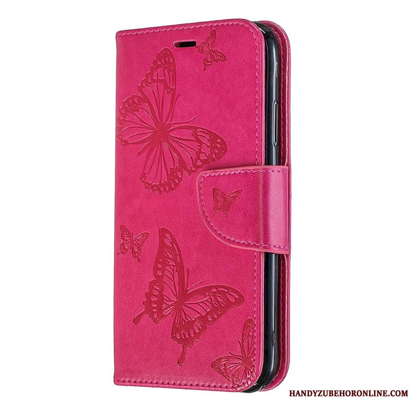 Etui Samsung Galaxy S20+ Folio Sommerfugle Prægning, Cover Samsung Galaxy S20+ Læder Telefonhængende Ornamenter
