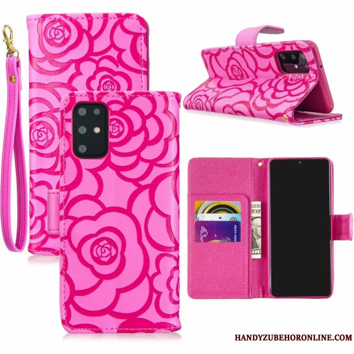 Etui Samsung Galaxy S20+ Læder Blomster Lyserød, Cover Samsung Galaxy S20+ Tegnebog