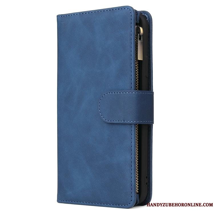 Etui Samsung Galaxy S20 Læder Kort Telefon, Cover Samsung Galaxy S20 Silikone Anti-fald Blå