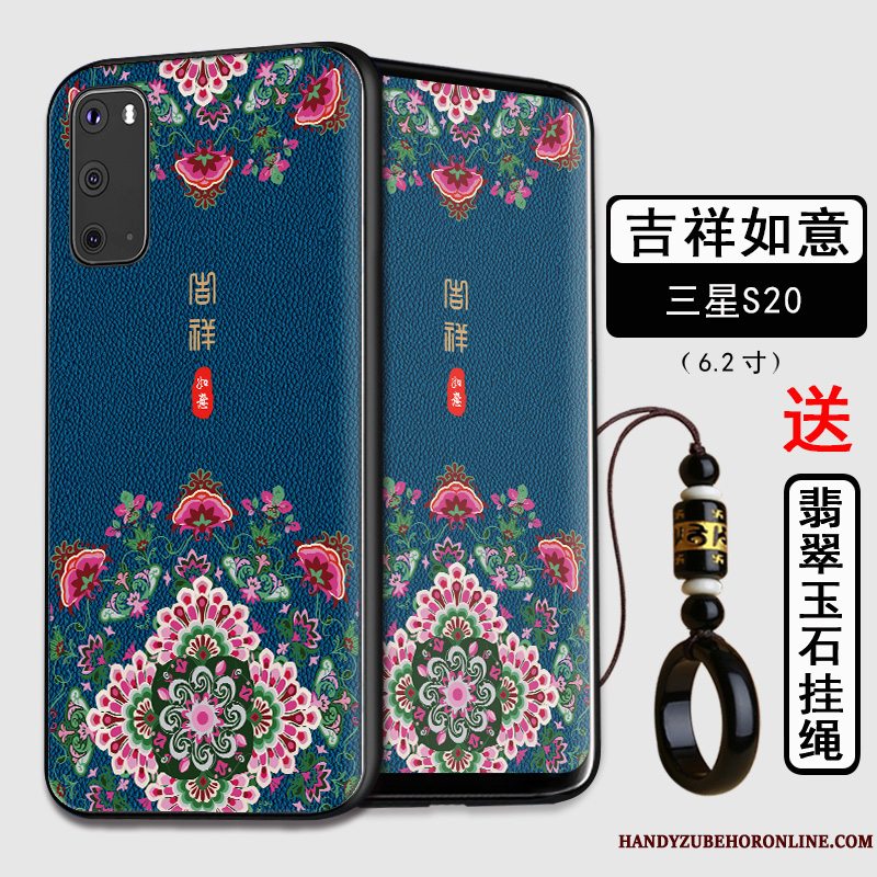 Etui Samsung Galaxy S20 Tasker Blå Af Personlighed, Cover Samsung Galaxy S20 Kreativ Nubuck Telefon