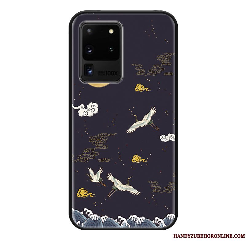 Etui Samsung Galaxy S20 Ultra Mode Nubuck Kinesisk Stil, Cover Samsung Galaxy S20 Ultra Silikone Traner Trend