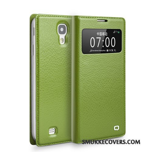 Etui Samsung Galaxy S4 Læder Telefonåbn Vindue, Cover Samsung Galaxy S4 Grøn
