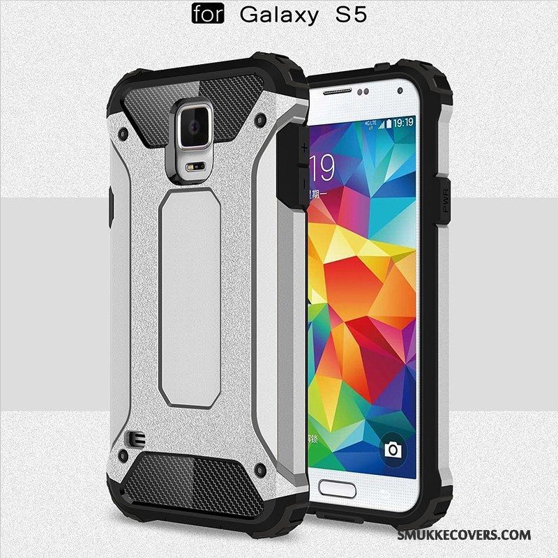 Etui Samsung Galaxy S5 Tasker Anti-fald Telefon, Cover Samsung Galaxy S5 Silikone Bagdæksel Sølv