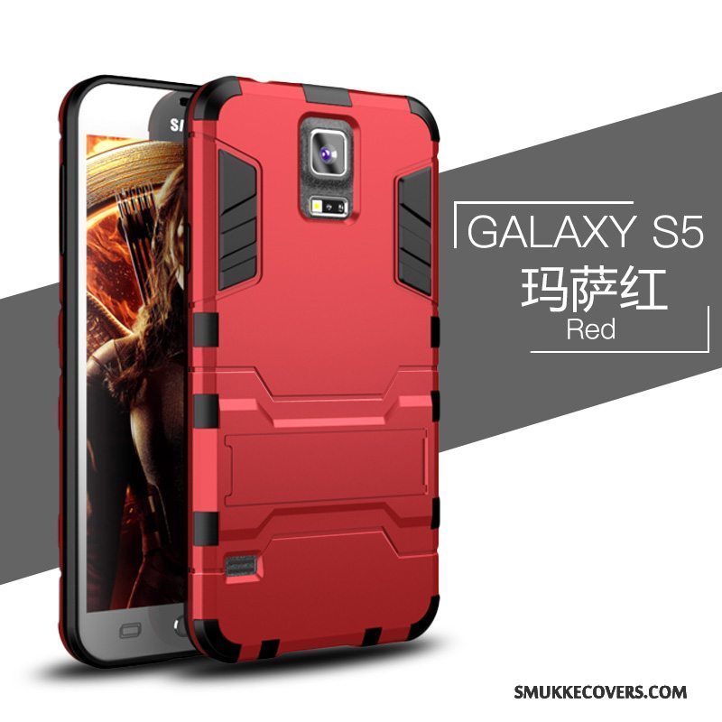 Etui Samsung Galaxy S5 Tasker Anti-fald Trend, Cover Samsung Galaxy S5 Kreativ Telefonrød