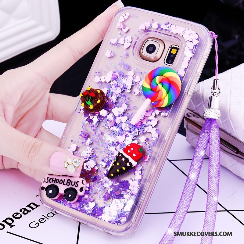 Etui Samsung Galaxy S6 Edge + Beskyttelse Hængende Ornamenter Lilla, Cover Samsung Galaxy S6 Edge + Cartoon Quicksand Telefon