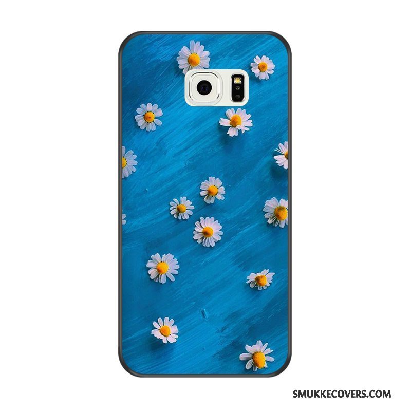 Etui Samsung Galaxy S6 Edge Cartoon Telefonblå, Cover Samsung Galaxy S6 Edge Relief Sort