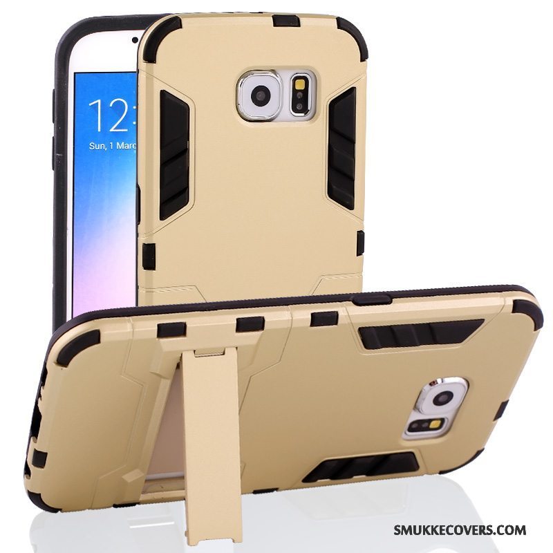 Etui Samsung Galaxy S6 Edge Kreativ Telefonguld, Cover Samsung Galaxy S6 Edge Support Anti-fald