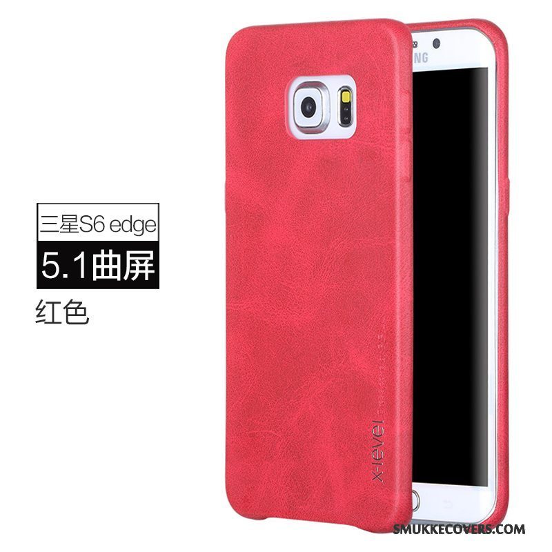 Etui Samsung Galaxy S6 Edge Læder Business Rød, Cover Samsung Galaxy S6 Edge Beskyttelse Telefonanti-fald