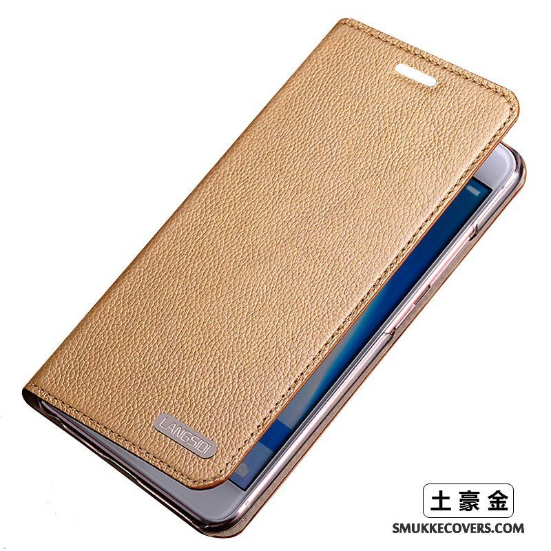 Etui Samsung Galaxy S6 Edge Læder Guld Anti-fald, Cover Samsung Galaxy S6 Edge Beskyttelse Tynd Telefon