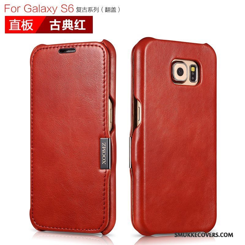 Etui Samsung Galaxy S6 Edge + Læder Rød, Cover Samsung Galaxy S6 Edge +