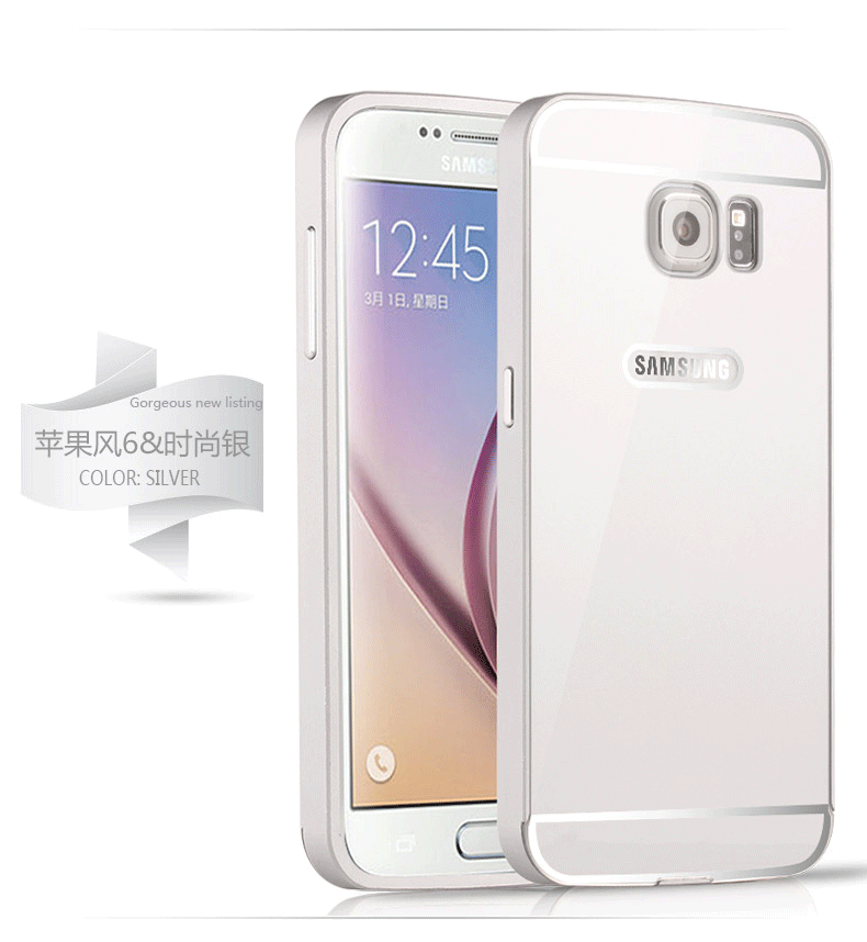 Etui Samsung Galaxy S6 Edge Metal Anti-fald Ramme, Cover Samsung Galaxy S6 Edge Beskyttelse Spejl Hård