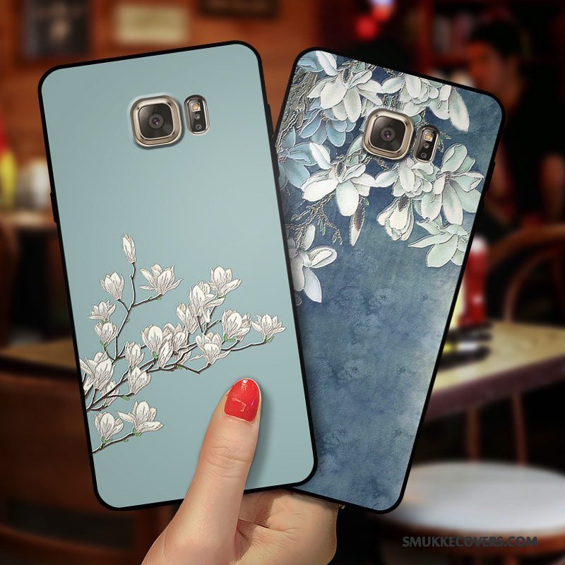 Etui Samsung Galaxy S6 Edge Relief Blå Af Personlighed, Cover Samsung Galaxy S6 Edge Tasker Trend Telefon