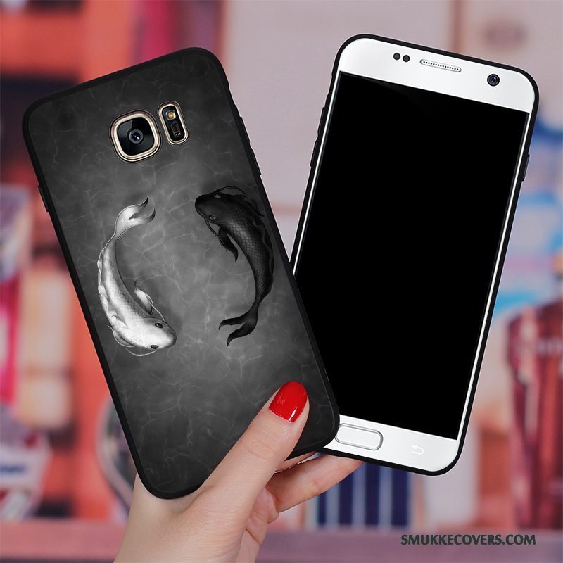 Etui Samsung Galaxy S6 Edge + Tasker Anti-fald Dyb Farve, Cover Samsung Galaxy S6 Edge + Blød Telefonhængende Ornamenter